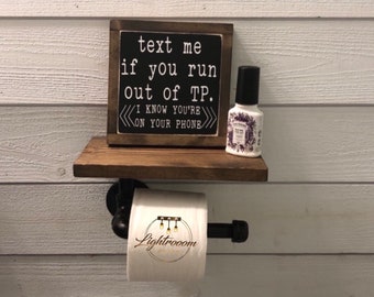 Industrial, Rustic TP Holder with Shelf, Pipe Paper Holder, Bathroom Industrial Holder, Toilet Paper Holder, Farmhouse Decor,TP Wall Storage
