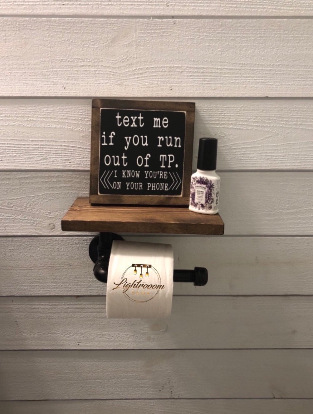 Industrial, Rustic TP Holder with Shelf, Bathroom Accessories, Paper …