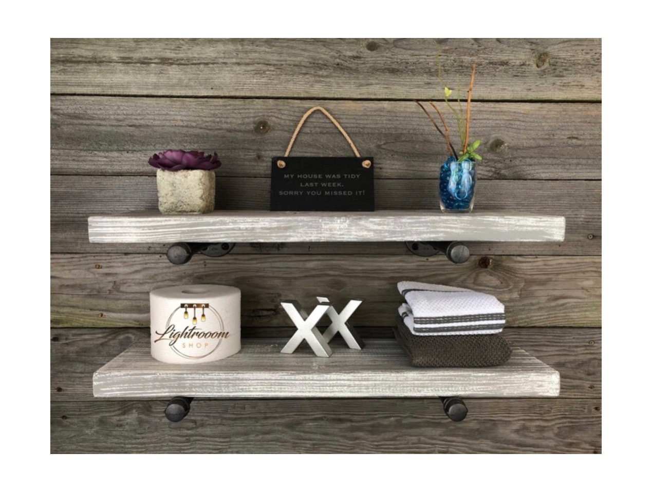 Gray on White Base 7.25 Deep Rustic Industrial Floating - Etsy