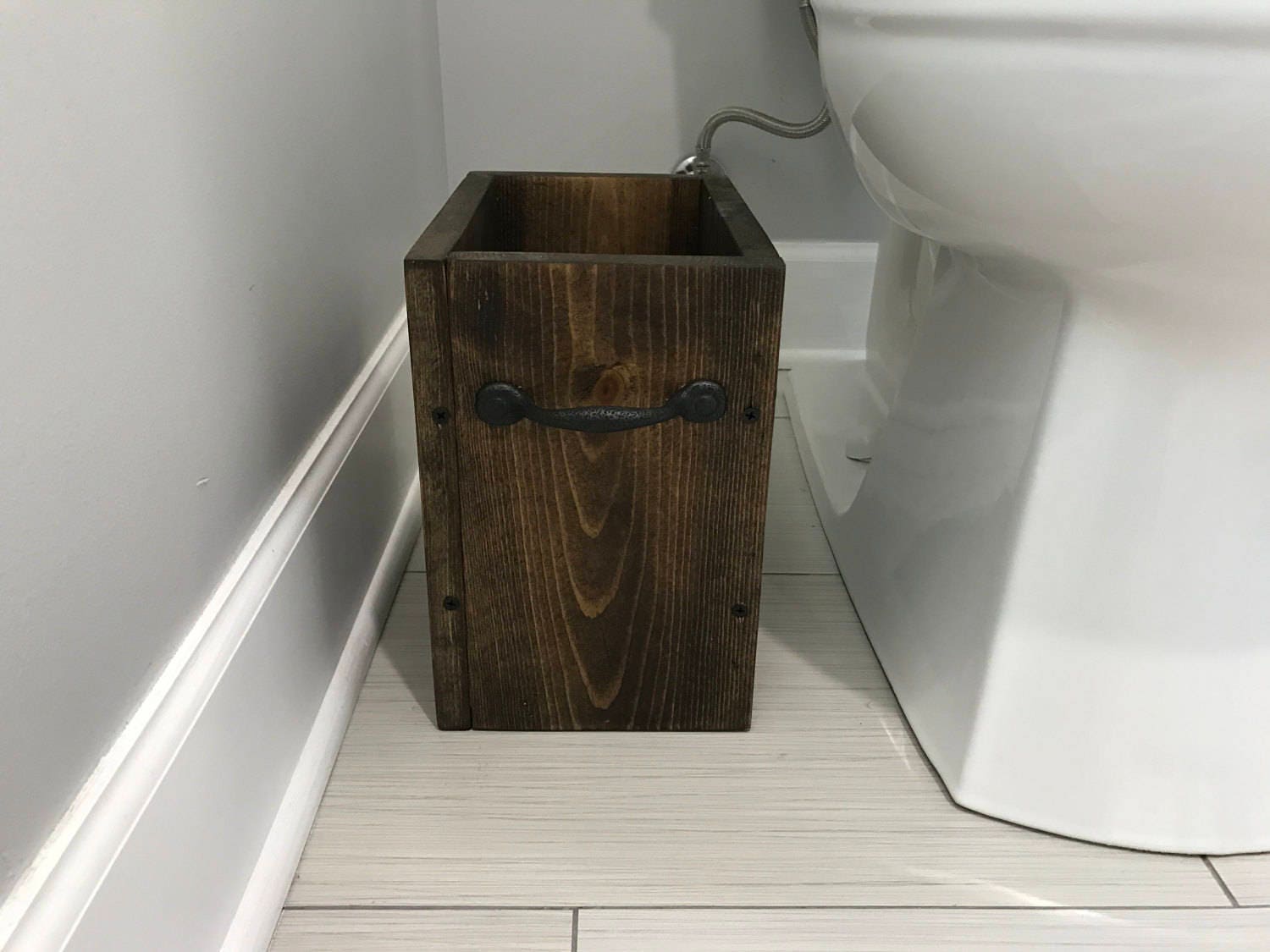 ESPRESSO Rectangle Rustic Garbage Can Bathroom Trash Can Etsy