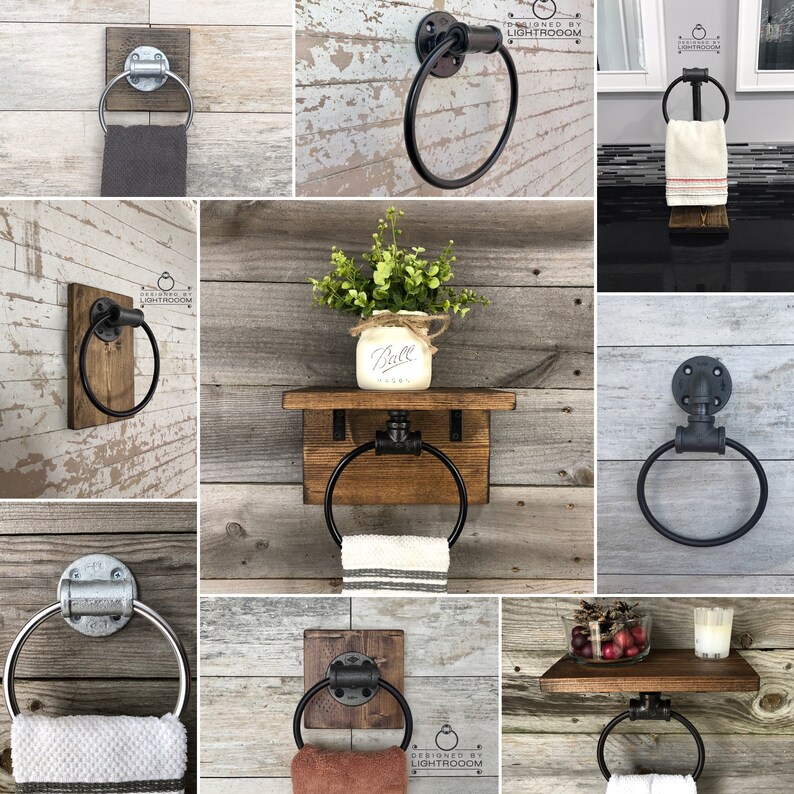 Doble soporte de papel higiénico con estante industrial | Etsy