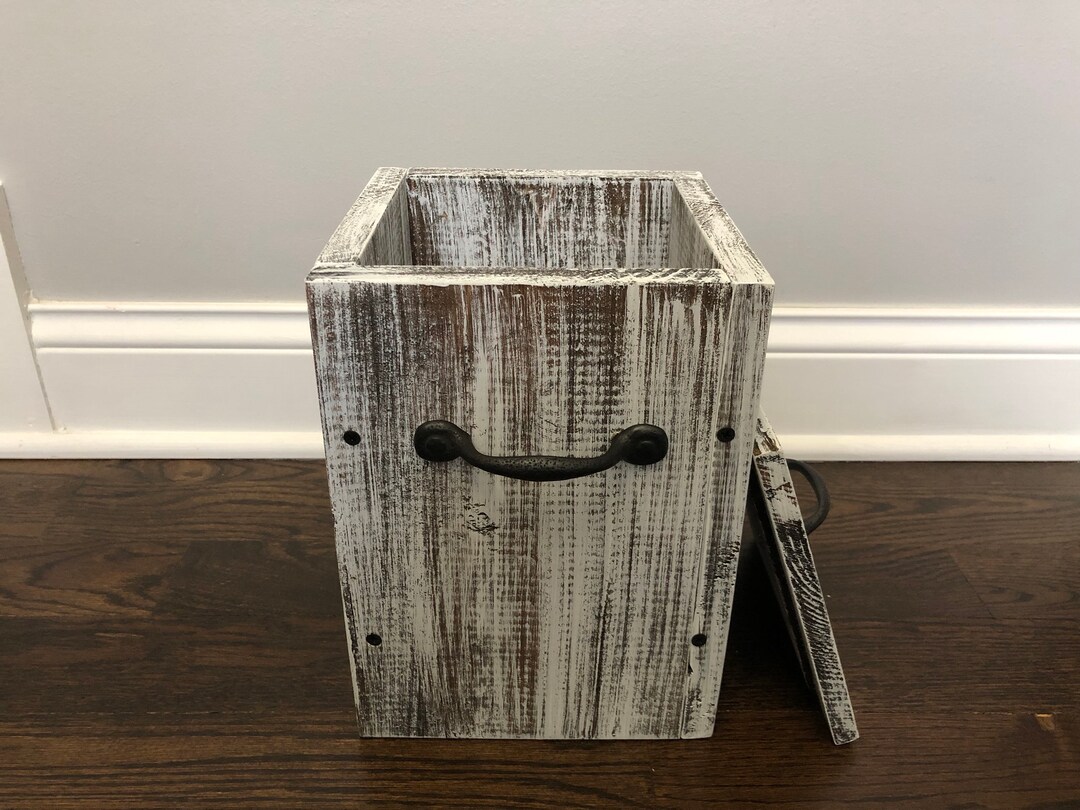 WHITEWASH Rustic Garbage Can, Bathroom Trash Can, 2 Sizes Available ...