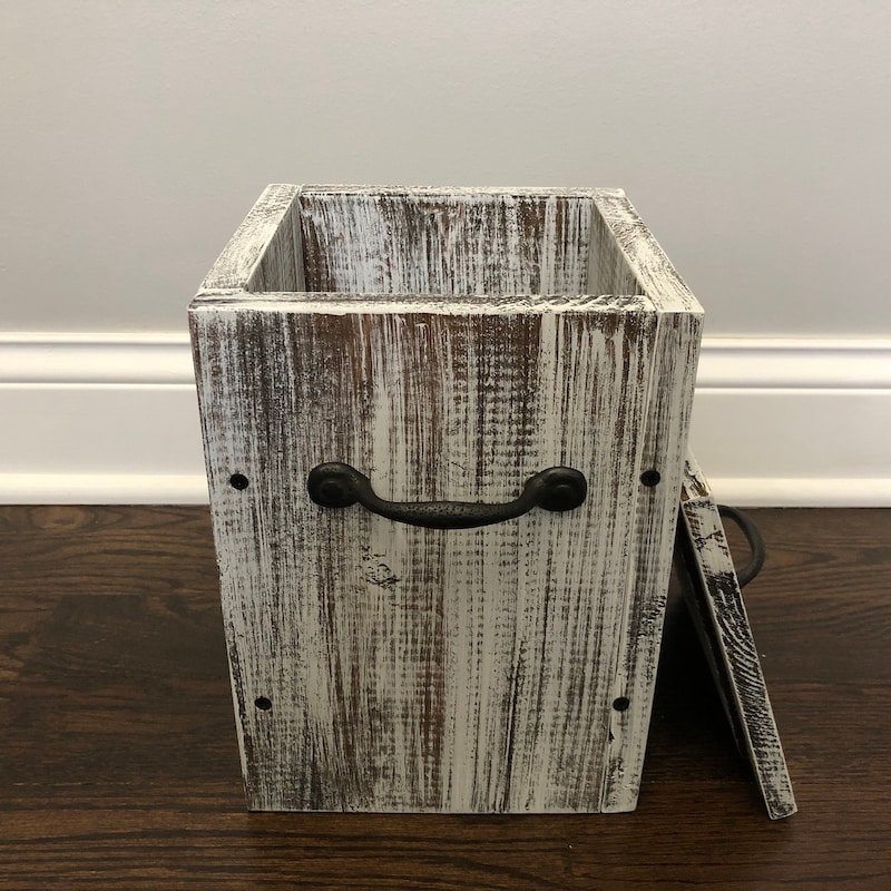 Rustic Trash Can With Lid - Etsy