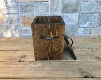 DARK WALNUT Rustic Garbage Can, Bathroom Trash Can, 2 Sizes Available, Office Storage, Bin Wooden Trash Can,Waste Basket Organizer Garbage