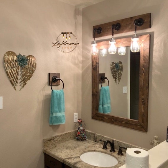 Bathroom Vanity Mason Jar Light, Vanity And Mirror Set Bathroom