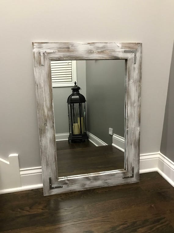 Whitewash Mirror Bathroom Wood Frame Rustic Bathroom Wood Frame Mirror Rustic