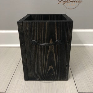 EBONY Rustic Garbage Can, Bathroom Trash Can, 2 Sizes Available, Office Storage, Bin Wooden Trash Can, Waste Basket Organizer Garbage Can