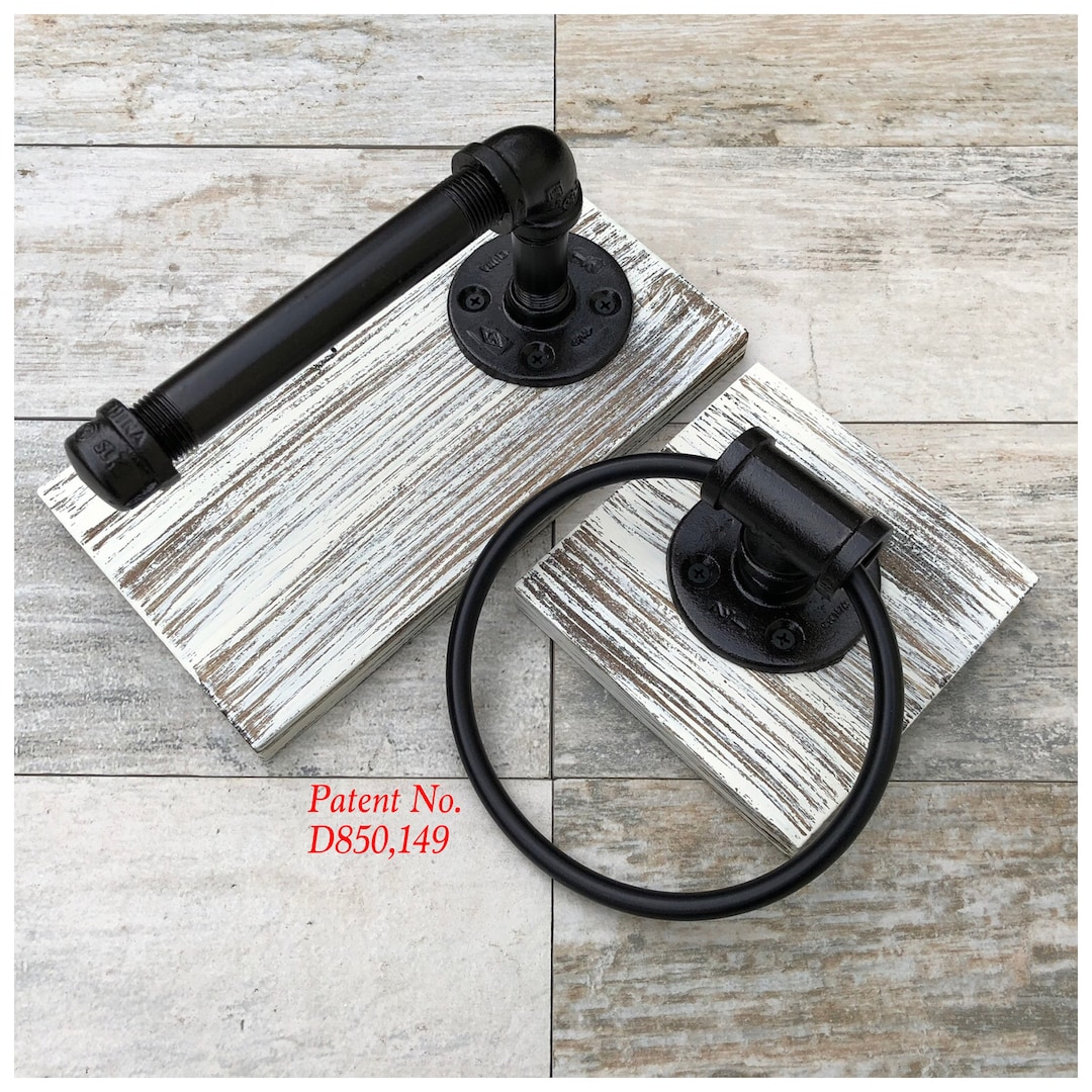 TP Ring Bathroom Set, Toilet Paper Holder, Towel Ring, Industrial, Rustic Bathroom Decor, Pipe