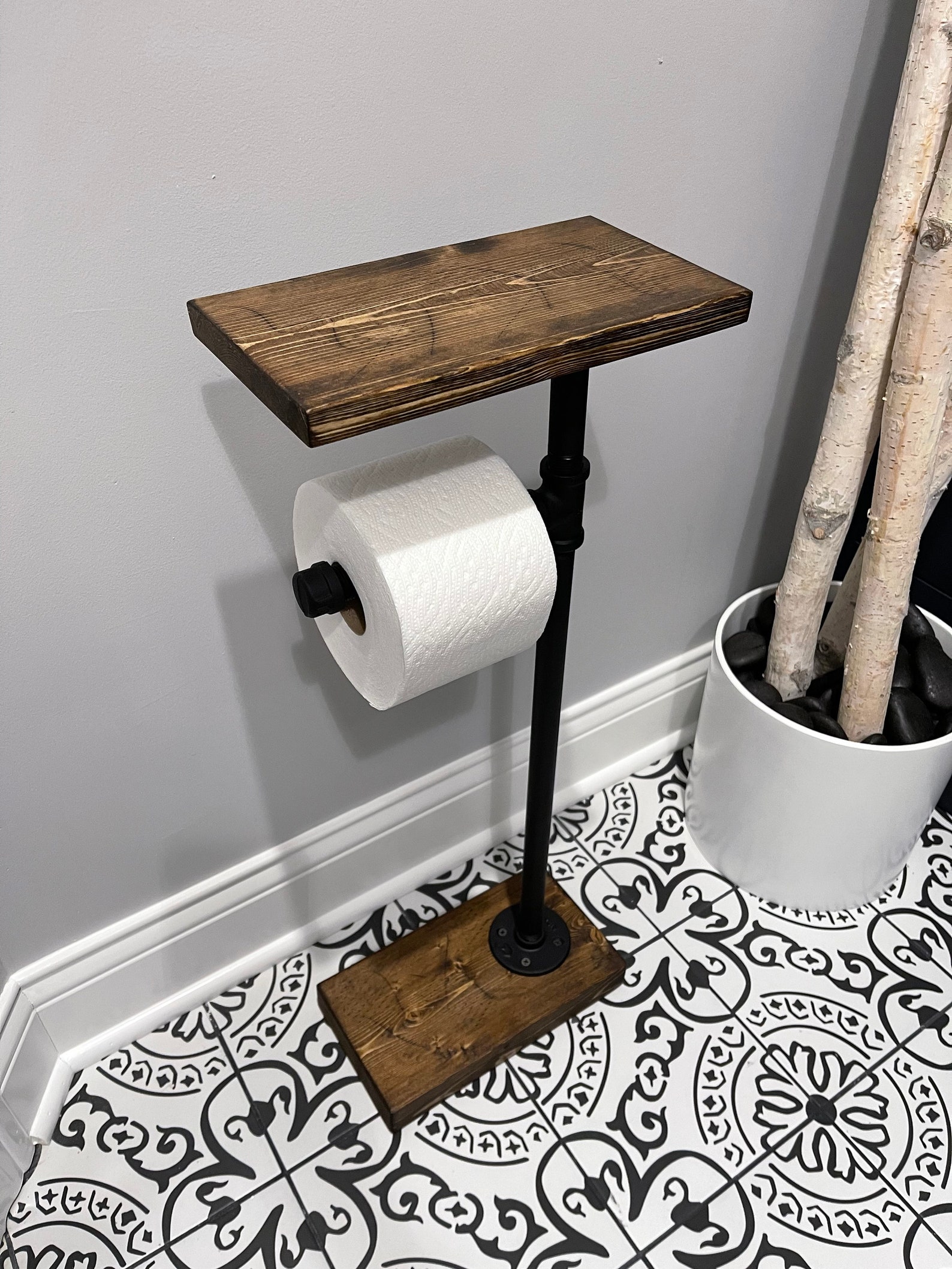 Heavy Base Toilet Paper Stand With Shelf TP Holder Paper | Etsy