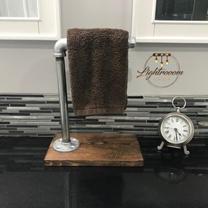 Industrial, Rustic, Single Hand Towel Holder, Pipe Stand, Modern Decor, Bathroom, Farmhouse, Towel Stand, Hand Towel, Towel Display, Modern