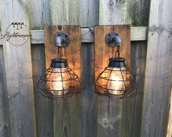 Sconces, Wall Lamp, 2 Lights Vanity, Wall Pendant Light Fixtures, 2 Mason Jar Lights with Shades, Industrial, Rustic, Modern, Handmade