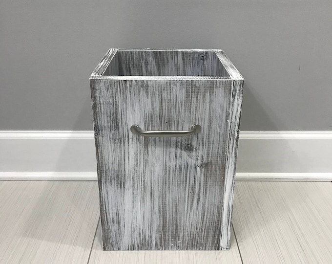 WHITEWASH Rustic Garbage Can Bathroom Trash Can 2 Sizes - Etsy