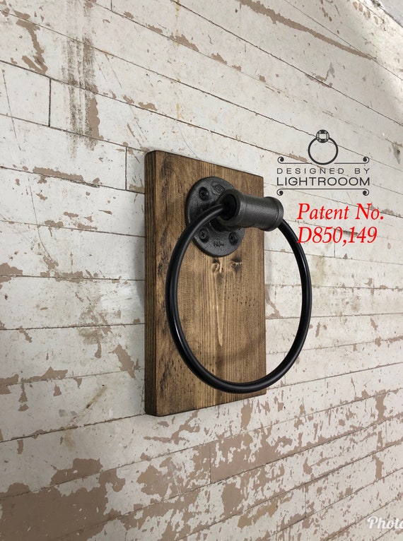 Cast Iron Pipe Towel Ring Industrial Rustic Bathroom Decor