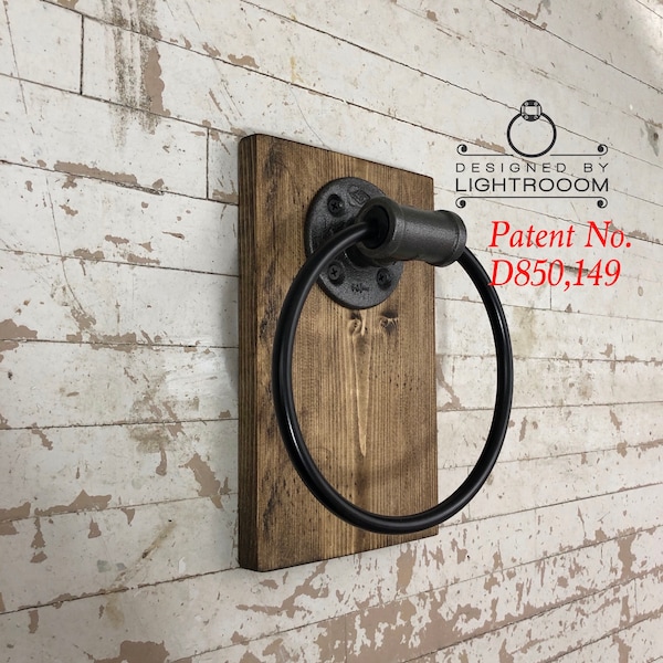 Cast Iron  Pipe Towel Ring, Industrial, Rustic, Bathroom Decor, Kitchen Towel Holder, Farmhouse, Pipe Towel Ring, Modern, Bath Idea