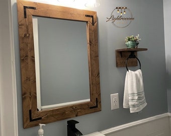 PROVINCIAL Farmhouse Mirror,Country Frame Mirror,Wood Mirror,Bath Mirror,Wall Vanity Light Cottage Large Mirror 18x18 - 40x30 + Custom Sizes