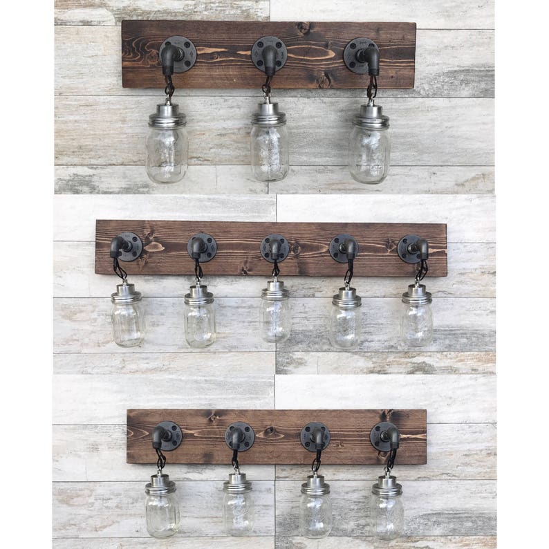 Bathroom Set Mason Jar Light Fixture Rustic Towel Holder Etsy