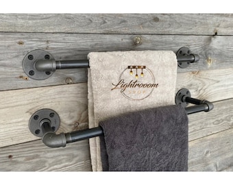 Double Towel Holder, Small Bathroom, Industrial Towel Bar, Towel
