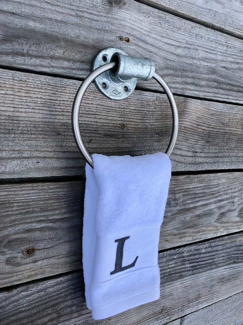 Towel Ring on Whitewash Wood Industrial Rustic Modern Hand Etsy