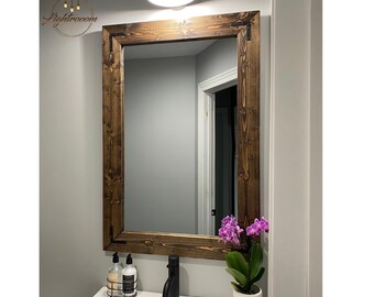 Available in 70 Sizes & 20+ Colors and Custom Sizes,Farmhouse Country Wood Frame Mirror,Dining Room,Bathroom,Vanity,Cottage Large Mirrors