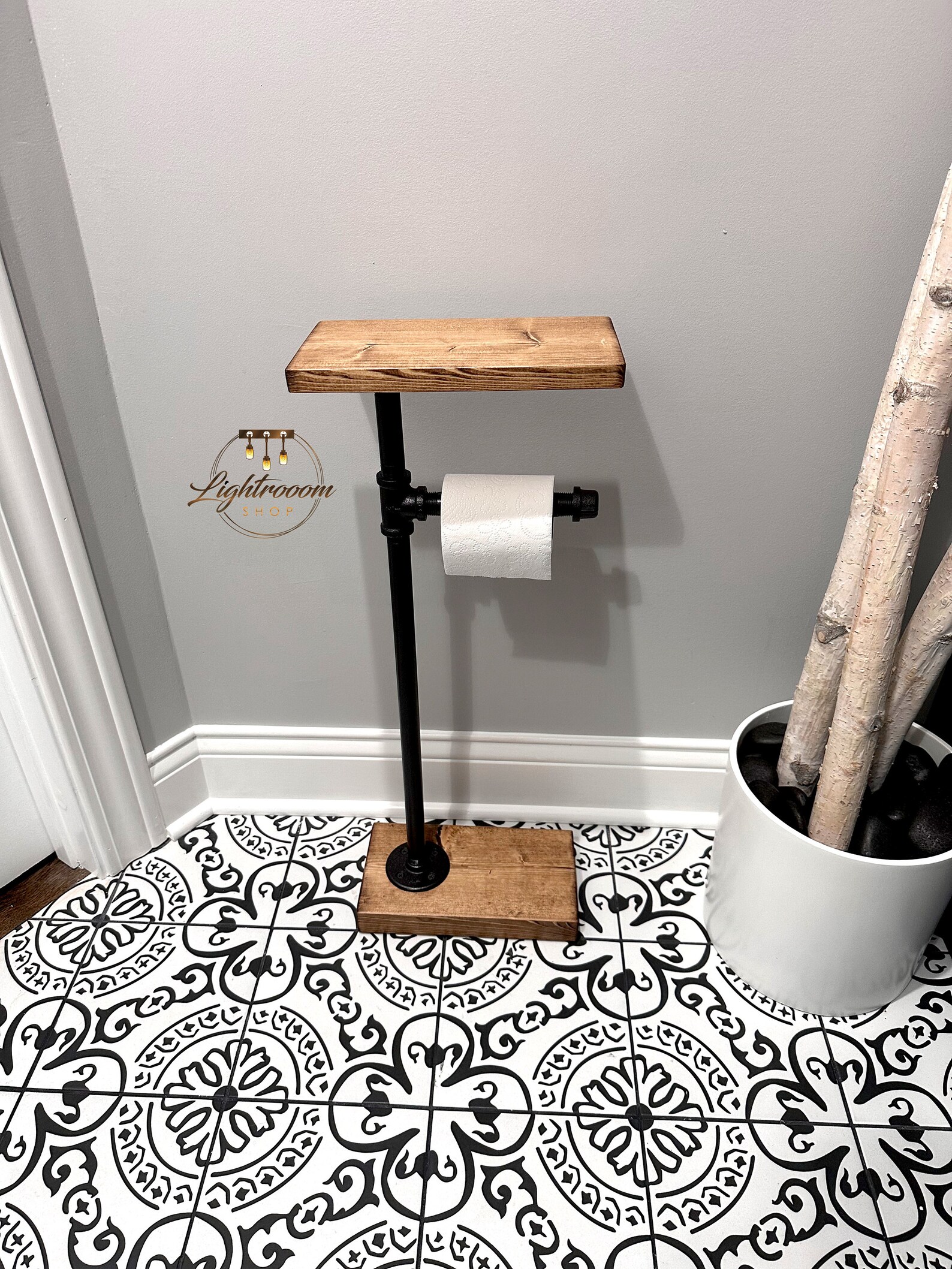 HEAVY BASE Toilet Paper Stand With Shelf 22 Wood Colors - Etsy