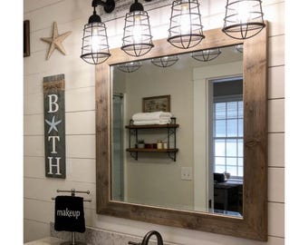 Vanity Light Fixture, 2-3-4-5-6 Light Fixture with Shade,Whitewash Wood,Pendant Wall Light,Bathroom Light,Rustic Farmhouse Cottage,Metal