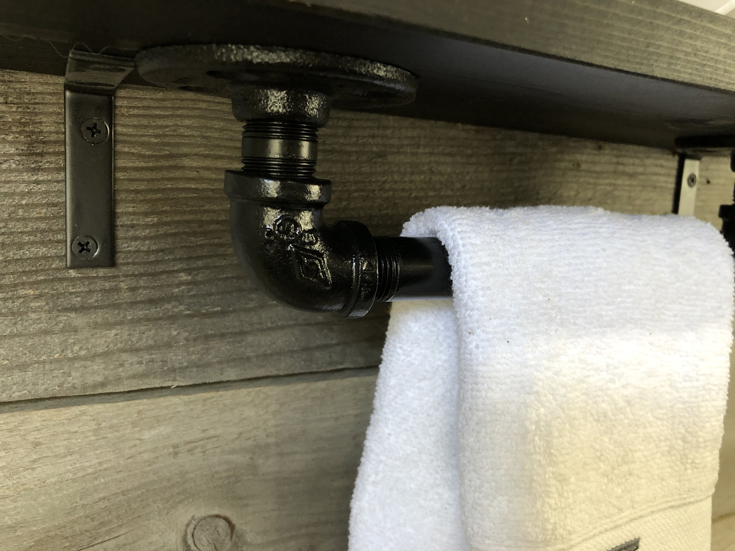 BLACK 55 Deep Towel Bar with Shelf Industrial Rustic Etsy