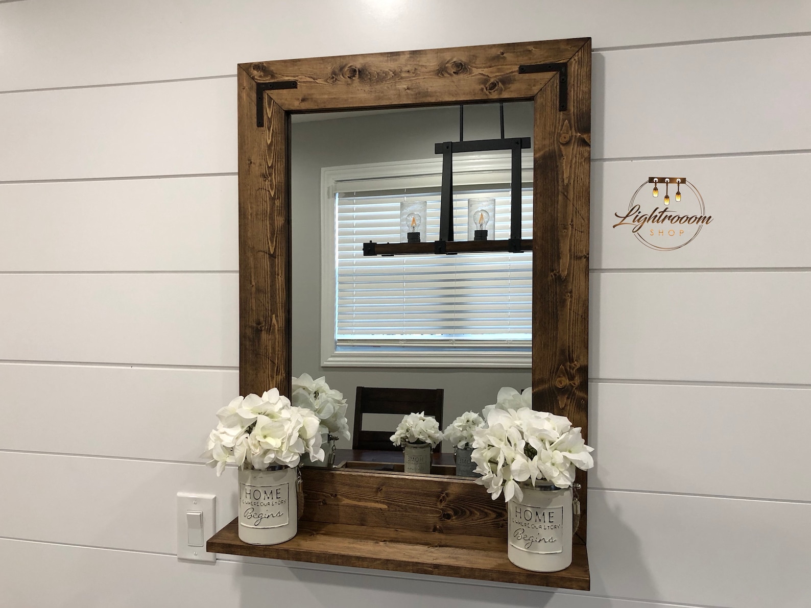 farmhouse mirror with shelf