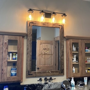 Bathroom Rustic Mirror,Handmade Farmhouse Wall Mirror, 70 Sizes & 20+ Colors + Custom Sizes,Natural Rustic Wood Framed Mirror,Vanity Mirror