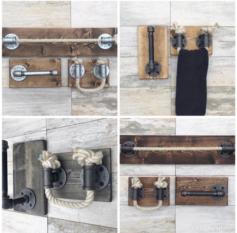 Kitchen Rustic Wall Decor Pipe Holder with Wood Shelf Kitchen Towel Bar Bathroom ANTIQUE WHITE 5,5 Deep Industrial Rustic Towel Rack