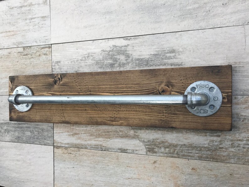 Galvanized Towel Holder Rustic Industrial Towel Bar Etsy