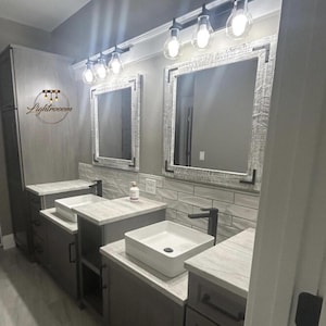 Bathroom Mirror,WHITEWASH Wood Frame Rustic Mirror,Bathroom Wall Vanity Mirror,Small Large Mirror,Farmhouse,18x18 - 40x30 Sizes,Remodel Idea