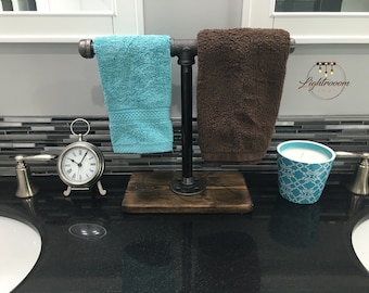 Industrial/Rustic/Handmade/Modern Double Towel Holder/Hand Towel Holder/Bathroom/Towel Rack/Towel Bar/Towel Rod/Gift