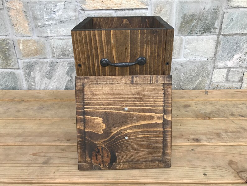 DARK WALNUT Rustic Garbage Can With Lid Bathroom Trash Can 3 Etsy