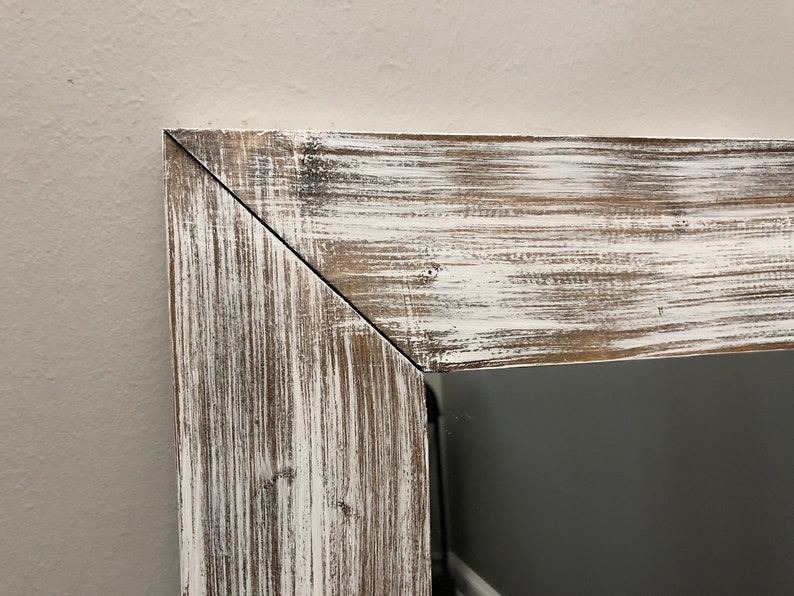 WHITEWASH Wood Wood Frame Mirror Rustic Wood Mirror Etsy