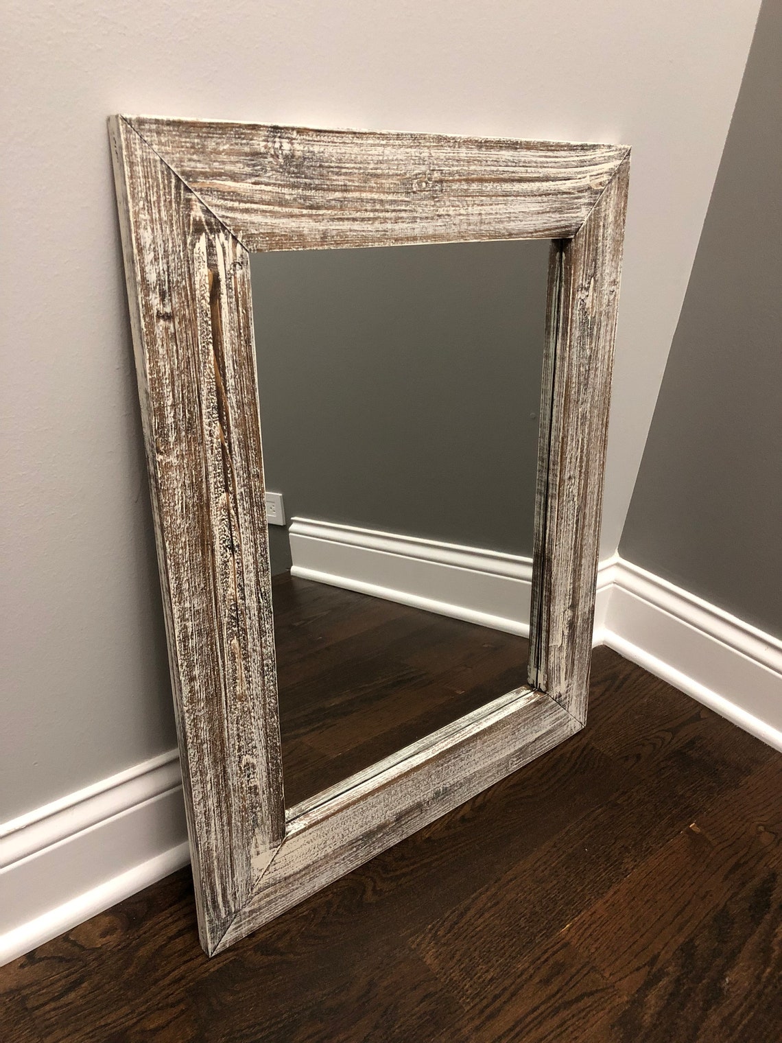ANTIQUE WHITE Mirror Bathroom Mirror Farmhouse Decor Rustic Etsy
