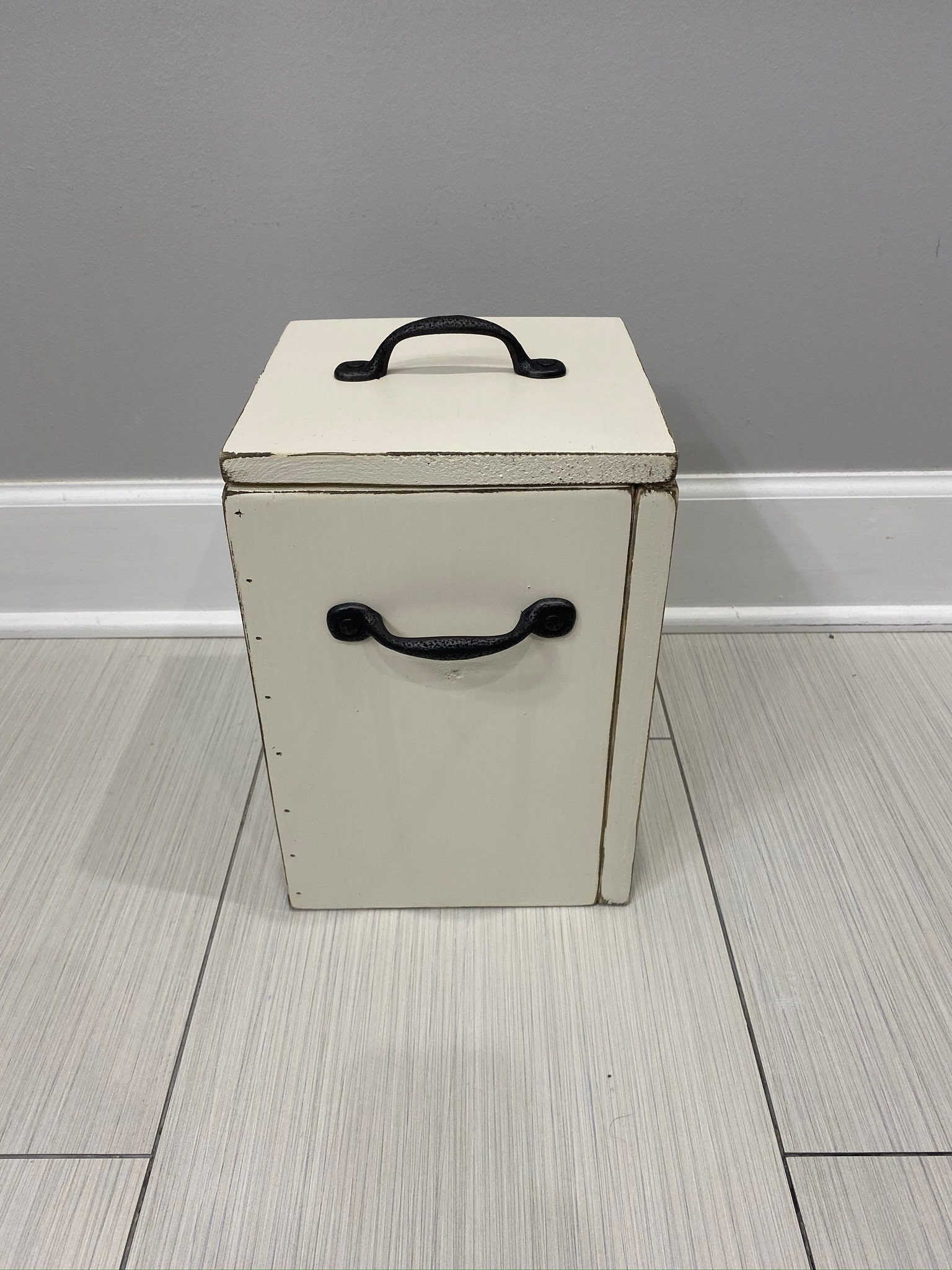 RUSTIC ANTIQUE WHITE Garbage Can Bathroom Trash Can 3 or 4 | Etsy