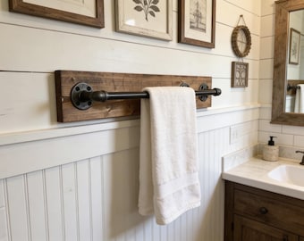 Rustic Industrial Handmade Modern Towel Holder, Pipe Bathroom, Modern Look, Workshop, Towel Rack, Towel Bar, Bathroom Decor, Handmade Item