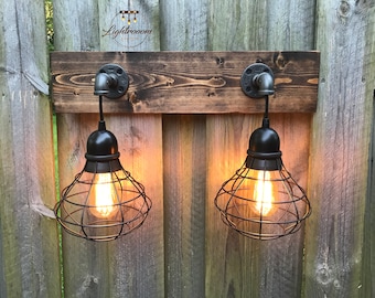 Vanity Light Fixture, Light Fixture with Shade, Pendant Light, Wall Light, Bathroom Light, Rustic, Industrial, Handmade, Modern Light, Gift