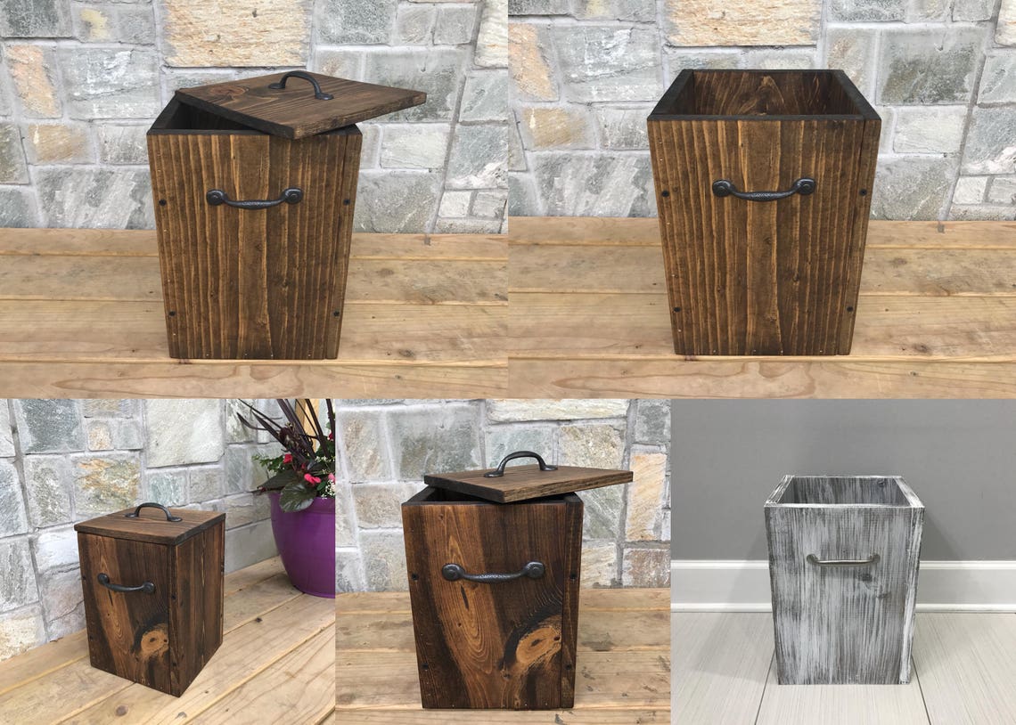 RUSTIC ANTIQUE WHITE Garbage Can Bathroom Trash Can 3 or 4 Etsy