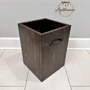 MOCHA Rustic Garbage Can, Bathroom Trash Can, 2 Sizes Available, Office Storage, Bin Wooden Trash Can, Waste Basket Organizer Garbage Can
