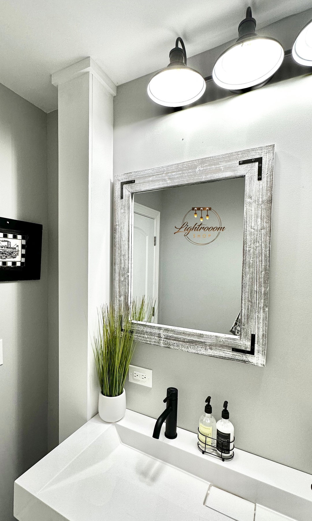 WHITEWASH Mirror, Wood Framed Mirror, Rustic Wood Mirror, Bathroom