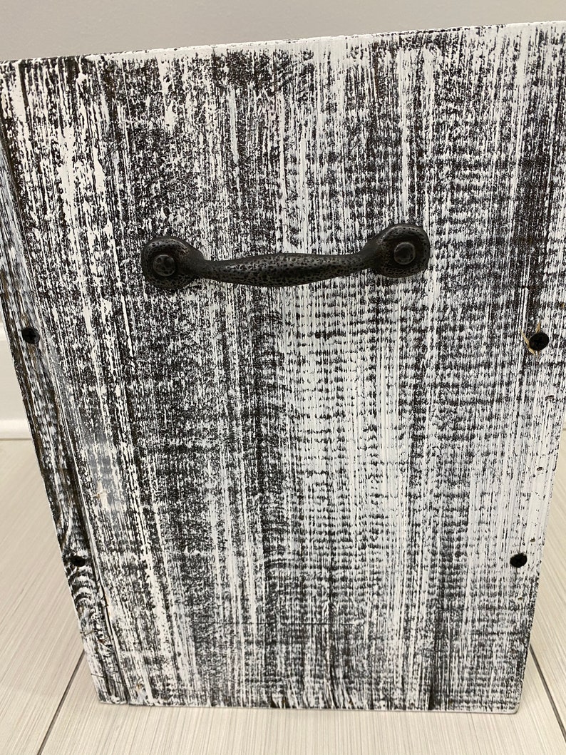 GRAY WHITEWASH Rustic Garbage Can Bathroom Trash Can 3 or 4 Etsy