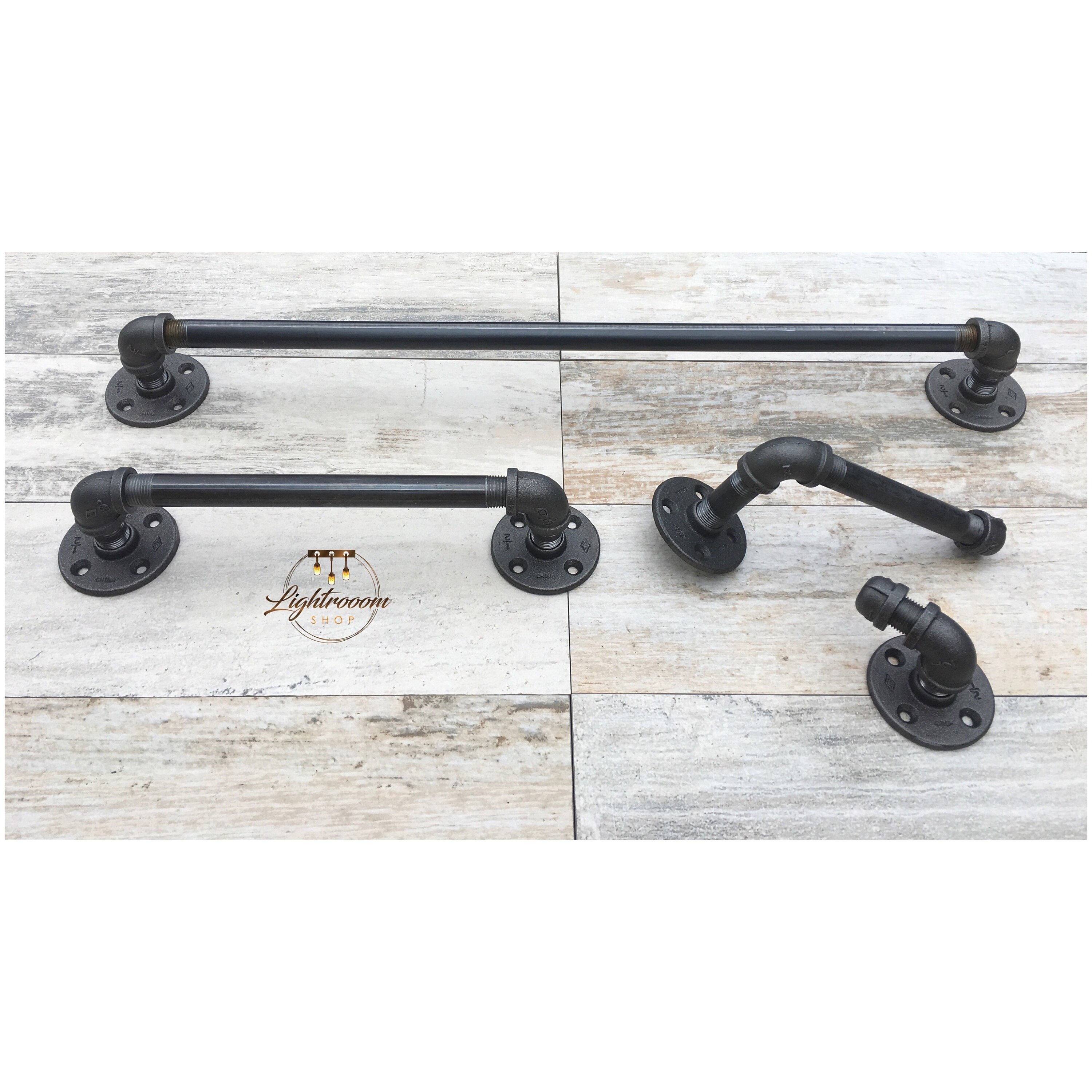 thumbnail image 2 of Industrial Black Steel Bathroom Accessory Set – Toilet Roll Holder, Towel Rail & Hook 2 of 6