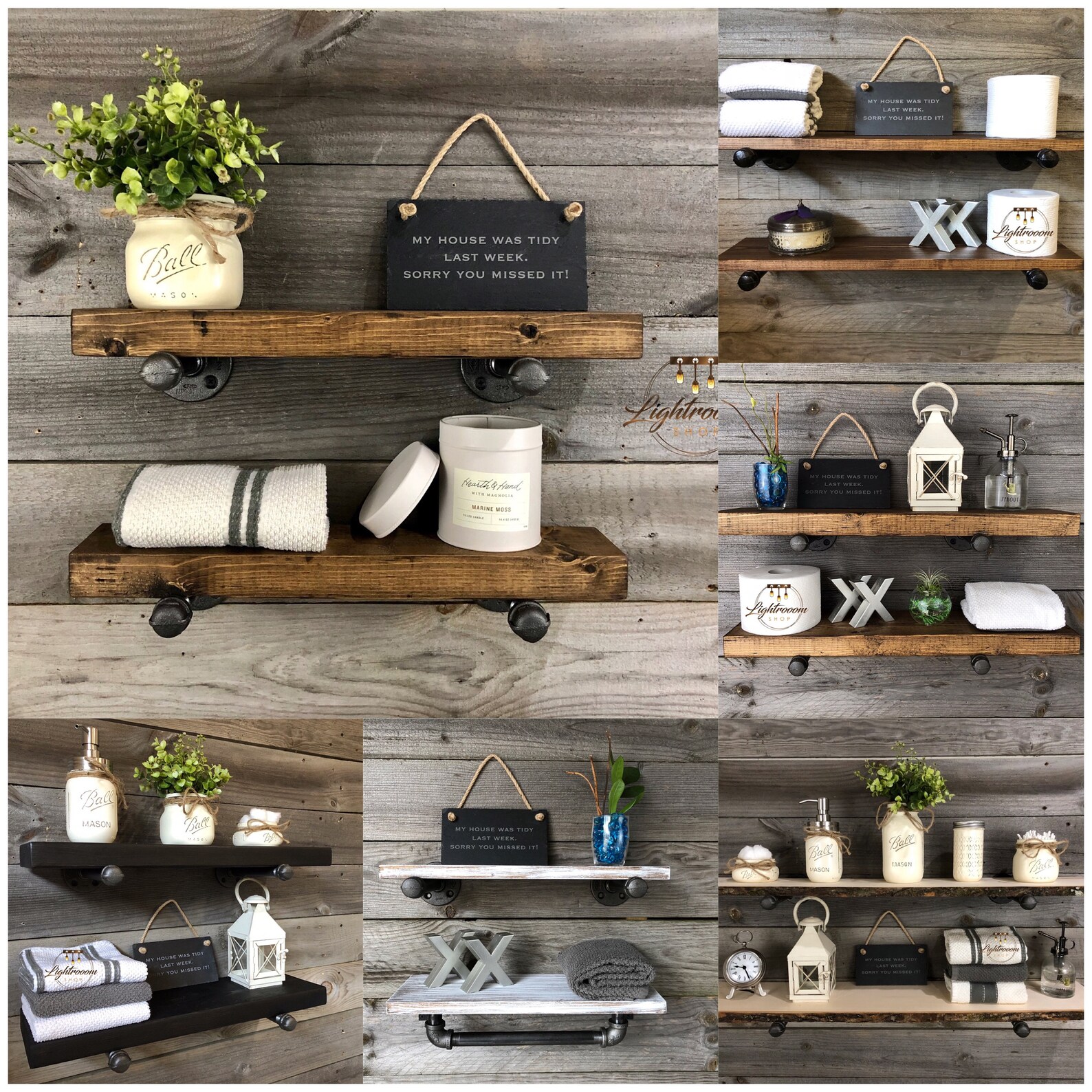 Hand Towel Ring With Shelf Bathroom Organizer Wooden Rack Etsy New