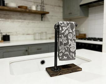 Hand Towel Holder Stand, Free Countertop Holder, Modern Tree Rack, Industrial Design, Rustic Feel Holder, Single Towel Holder Stand, Gift