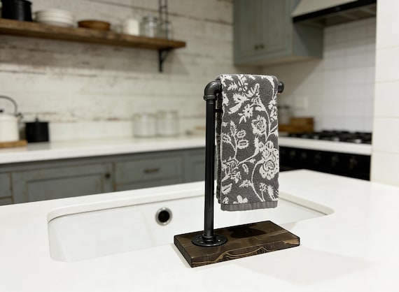 Hand Towel Holder Stand, Free Countertop Holder, Modern Tree Rack, Industrial Design, Rustic Feel Holder, Single Towel Holder Stand, Gift