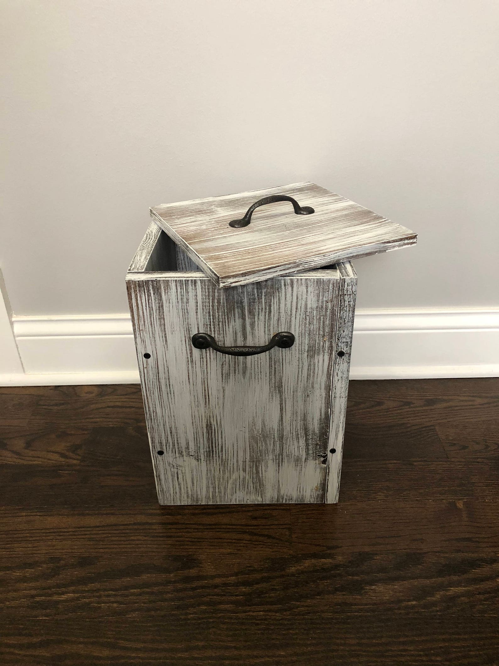 WHITEWASH Rustic Garbage Can Bathroom Trash Can 3 or 4 Etsy