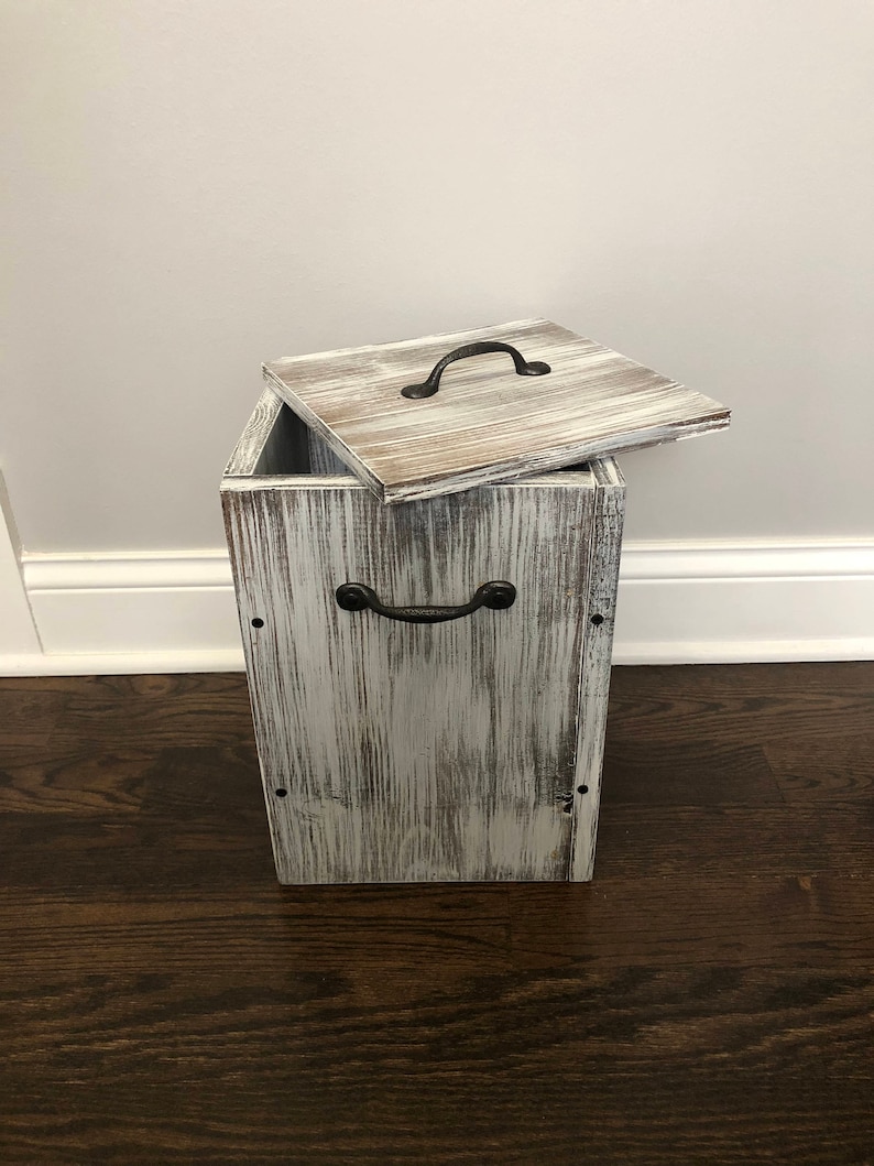 WHITEWASH Rustic Garbage Can Bathroom Trash Can 3 or 4 - Etsy