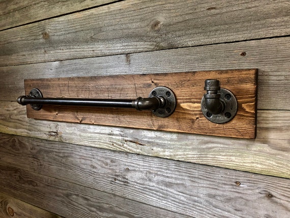 Rustic Bathroom Towel Bar Holder Brown Wood Bath Hanger Rack Farmhouse Decor Rustic Bathroom Towel Bar Holder Brown Wood Bath Hanger Rack Farmhouse Decor