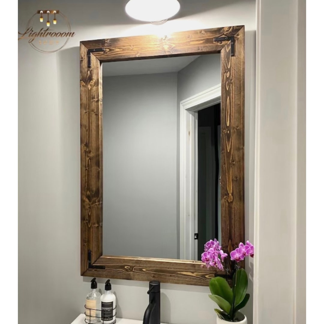 Rustic Mirror, Farmhouse Bathroom Mirror, Wall Decor, Industrial Bath ...